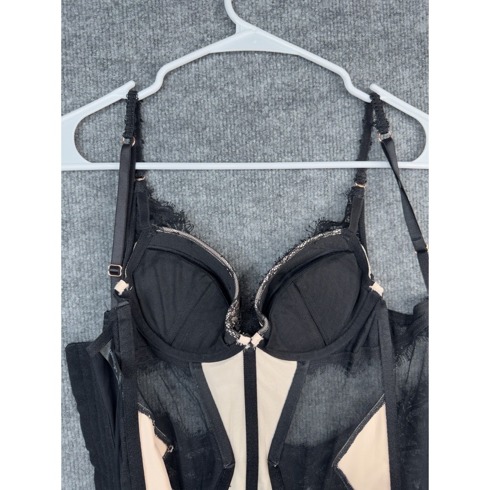 Ann Summers Black Lace Bustier Corset Top 34B Underwire Sheer Mesh - Picture 14 of 15